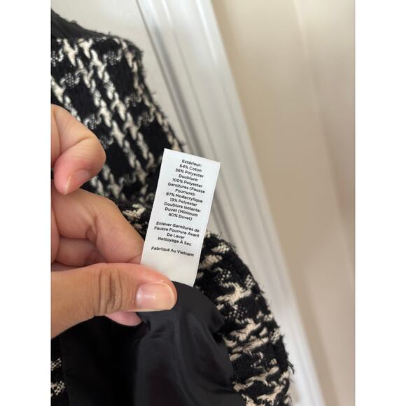 Talbots faux fur collar down puffer tweed vest sz large - Picture 8 of 13